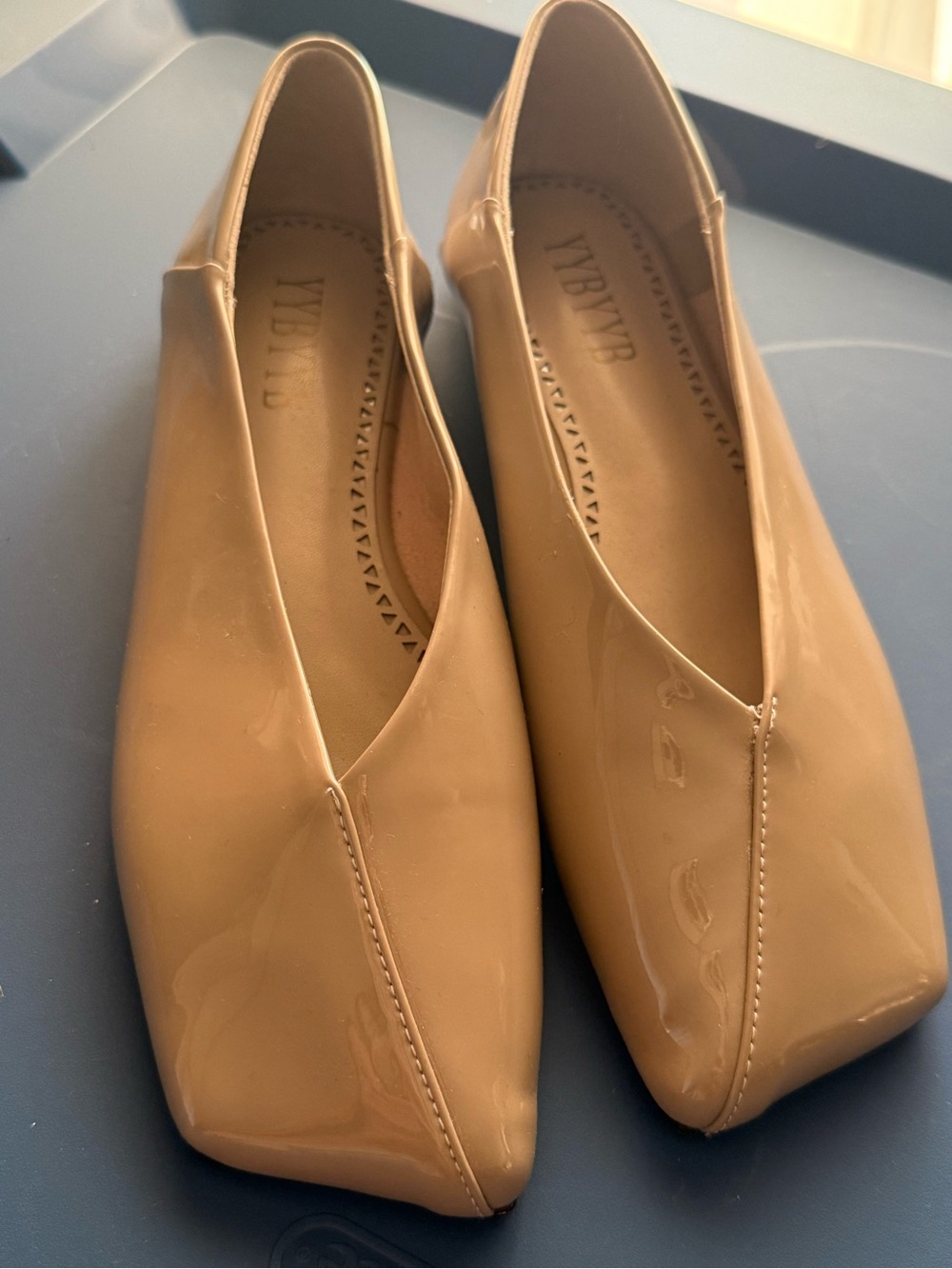 Nude Patent Square-Toe Women's Flats